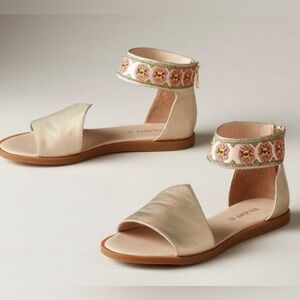 “Garden Glimmer” champagne leather sandals. New from Sundance.